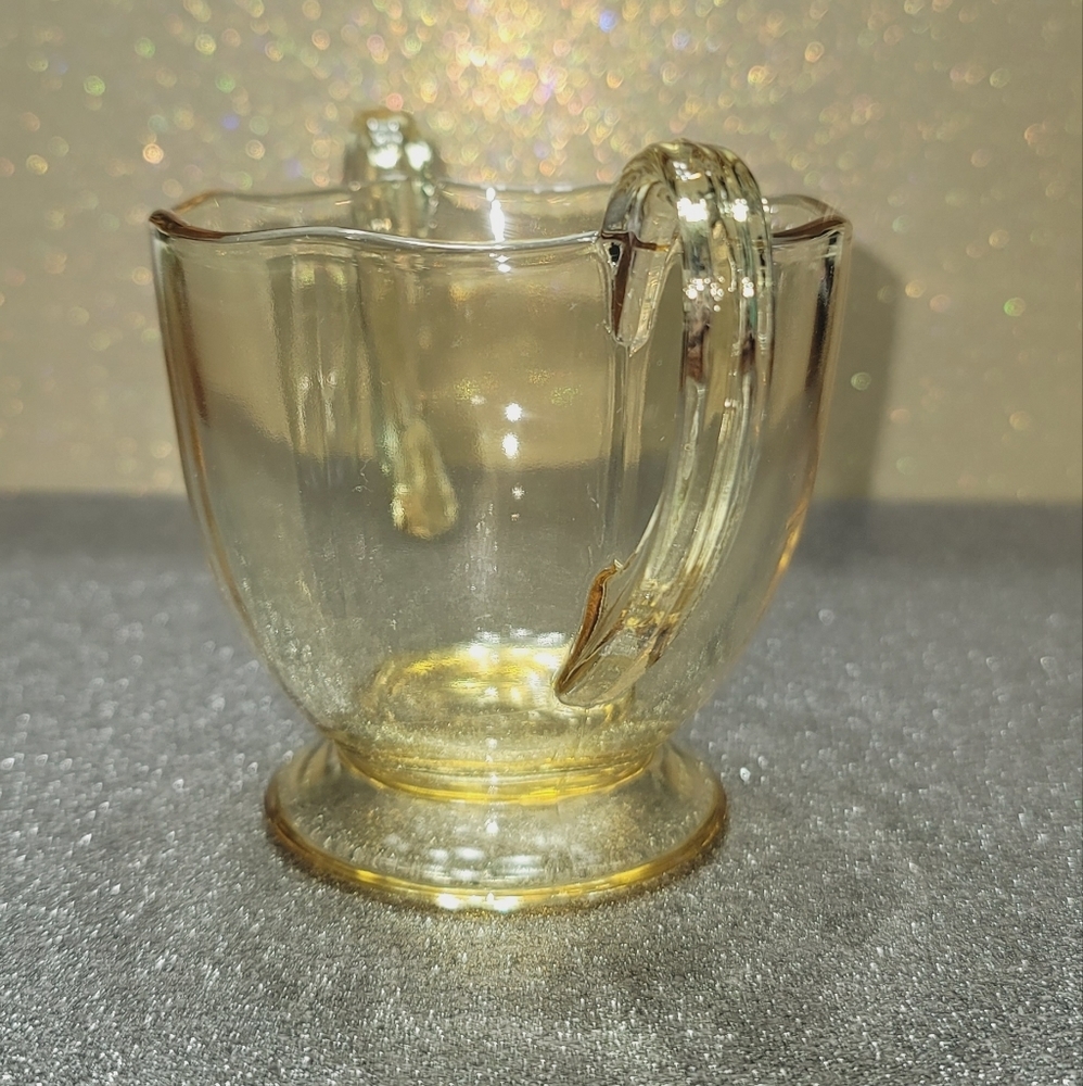 Vintage Fostoria Fairfax Yellow Depression Glass Sugar Bowl